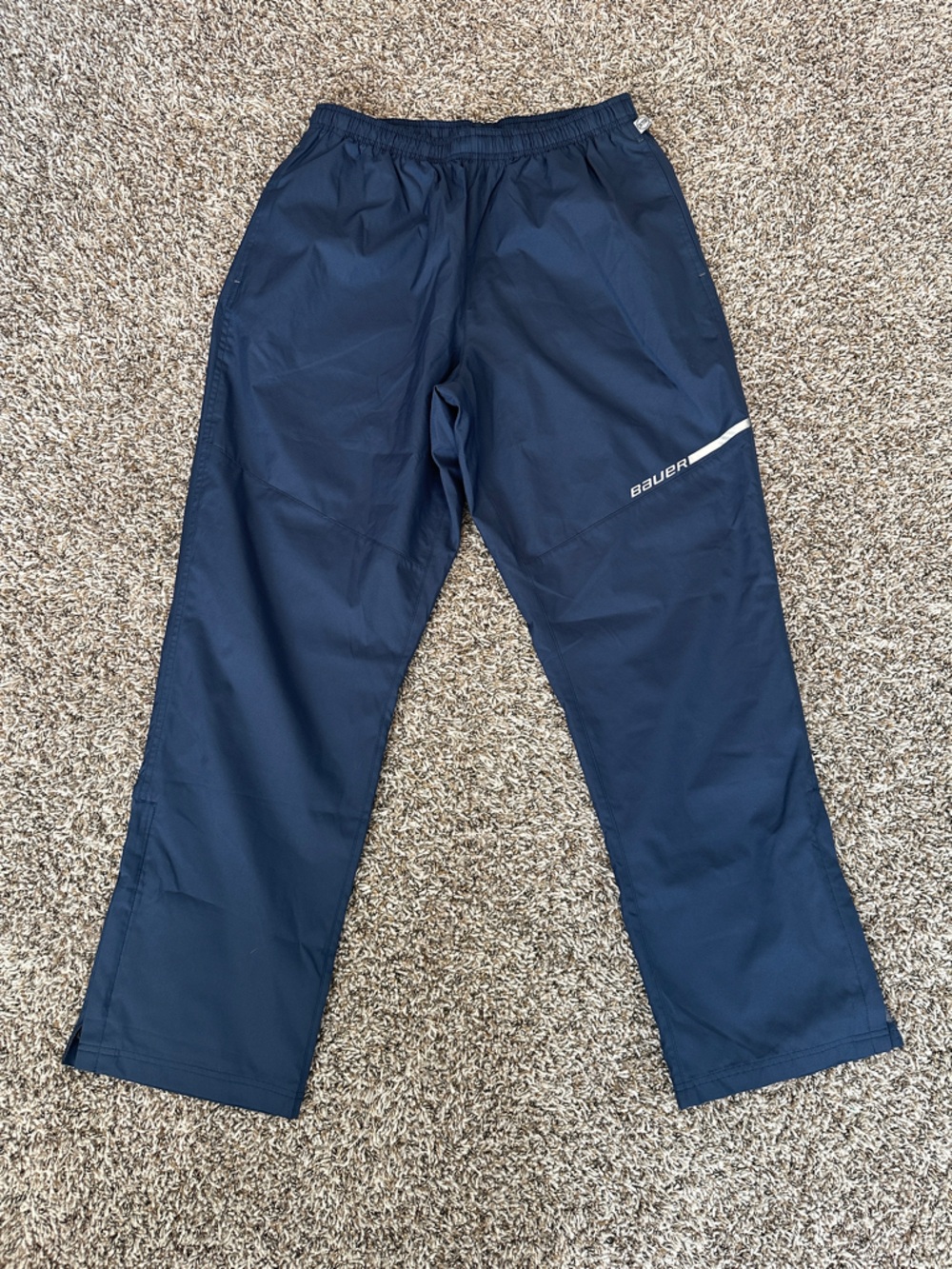 Bauer Men's Dark Blue Athletic Hockey Warm Up Pants with Zip Leg